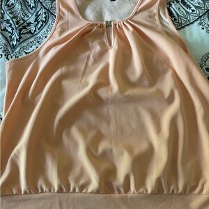 SHEIN Orange Pink Tank Top with Gathered Neckline